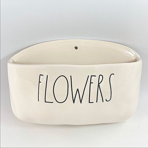 Rae Dunn White Flowers Wall Hanging Planter - Picture 1 of 12